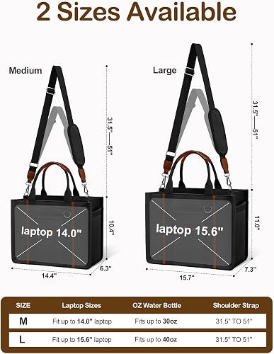 BESBESME Women’s Canvas Tote Bag with Zipper and Compartments