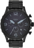 Fossil Men's Nate Quartz Watch, Oversized Stainless Steel Chronograph Watch for Men