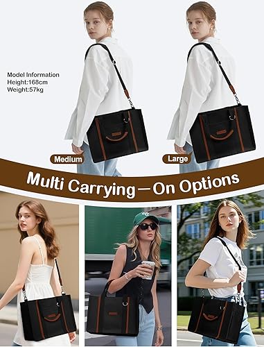 BESBESME Women’s Canvas Tote Bag with Zipper and Compartments
